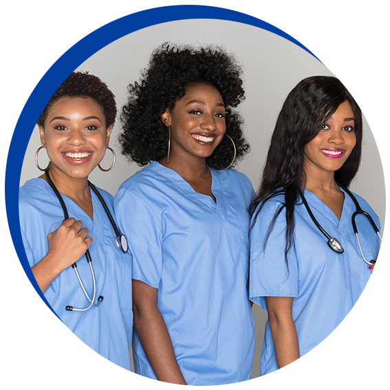 a group of smiling nurses