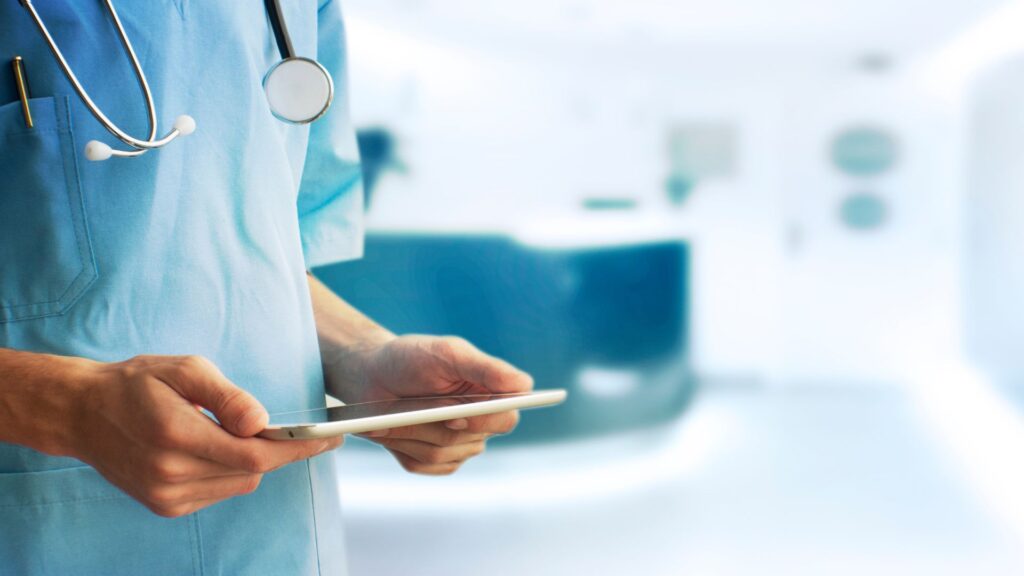 Nurse on tablet