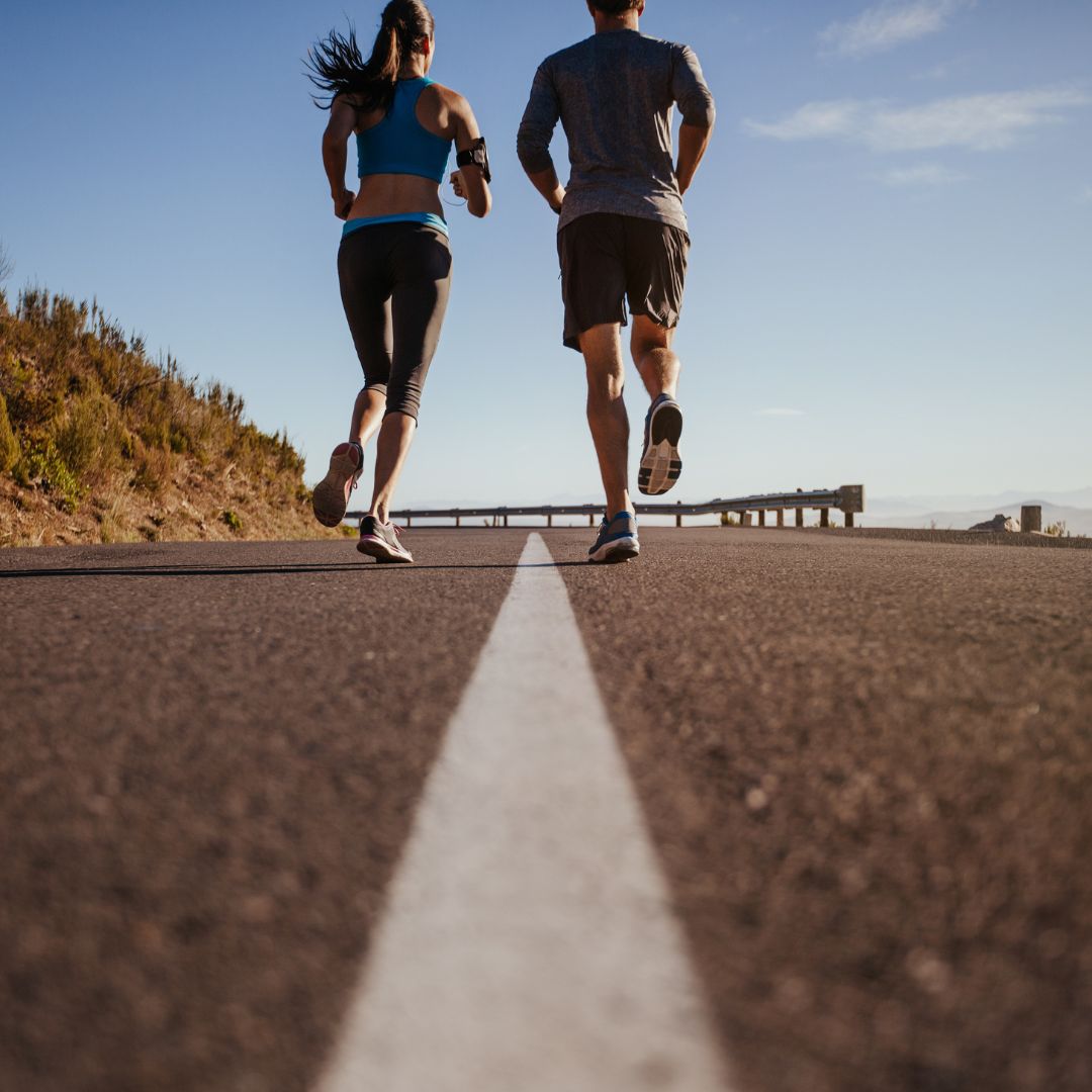 Two people running.