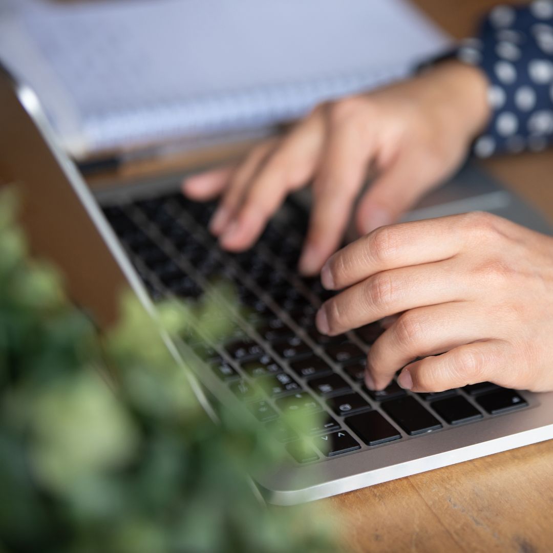 A person typing.