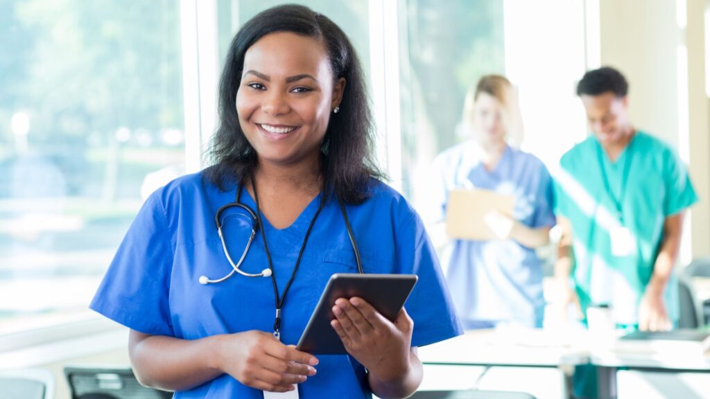 nurse holding a clipboard