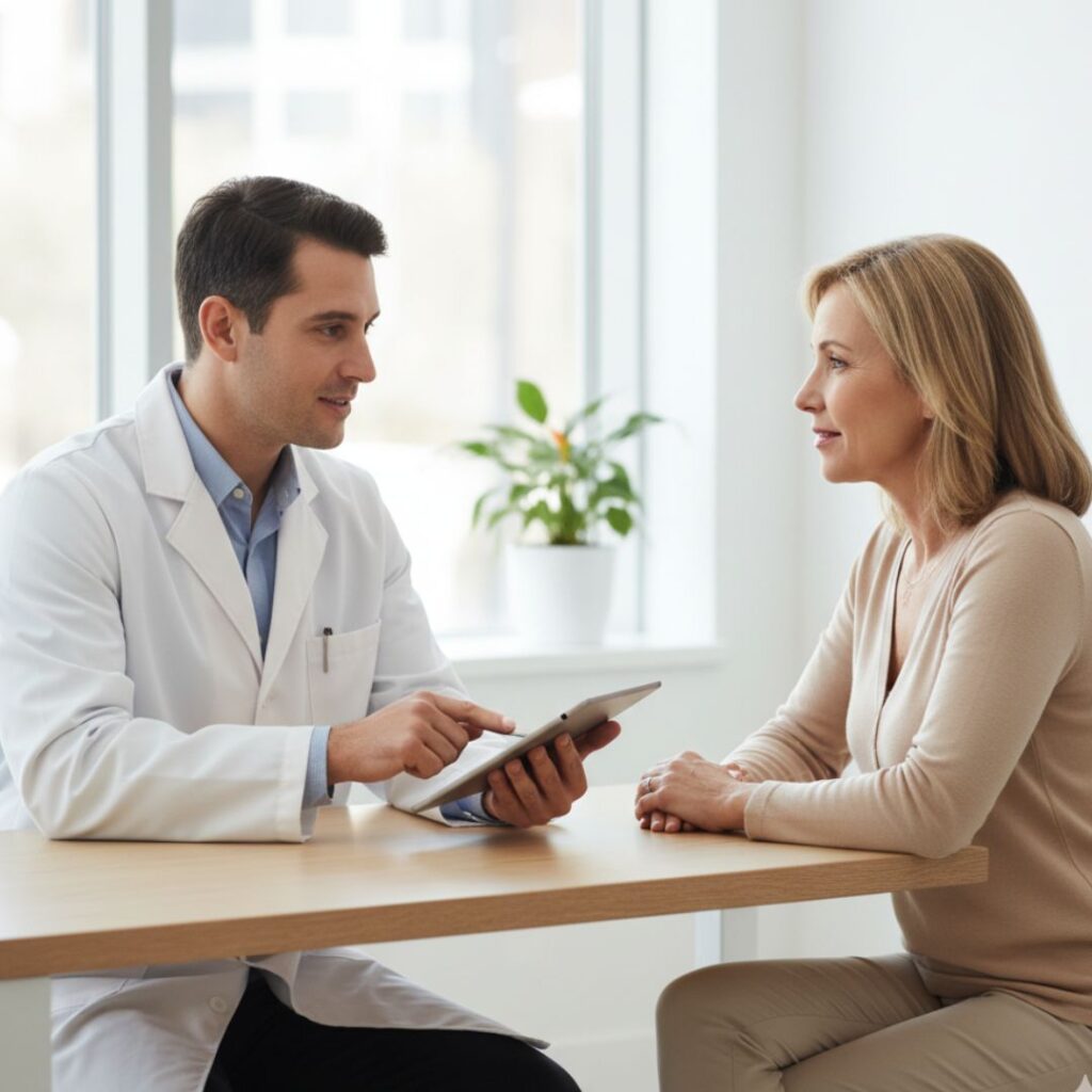 Nurse Practitioner consulting with a patient