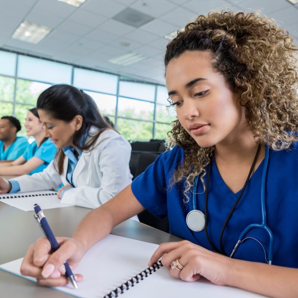 a nurse taking a test