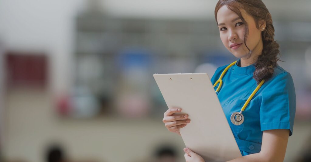 Nurse holding a clipboard
