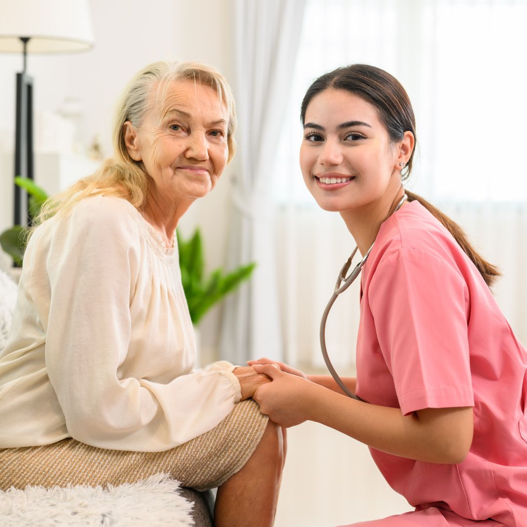nurse with elderly woman