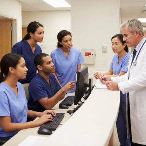 team of nurses and a doctor collaborating