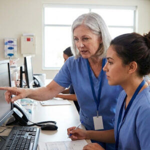 nurse mentoring a younger nurse