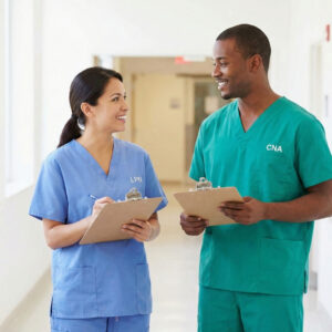An LPN communicates with a CNA