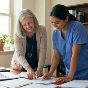 Nursing faculty member mentoring a student